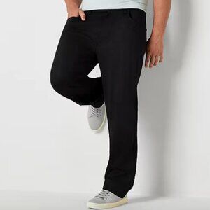Stylus Mens Big and Tall Athletic Fit Flat Front Pants, Black Sz 46x32 925432